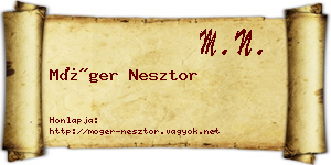 Móger Nesztor névjegykártya